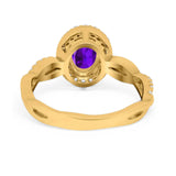 Oval Natural Stone Split Shank Twisted Ring