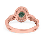 Oval Natural Stone Split Shank Twisted Ring