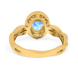 Oval Natural Stone Split Shank Twisted Ring