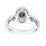 Oval Natural Stone Split Shank Twisted Ring