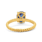 Oval Natural Stone Braided Twisted Ring