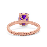 Oval Natural Stone Braided Twisted Ring