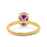 Oval Natural Stone Braided Twisted Ring