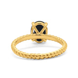 Oval Natural Stone Braided Twisted Ring