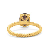 Oval Natural Stone Braided Twisted Ring