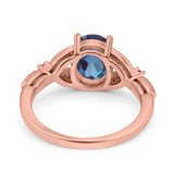 Oval Natural Stone Leaf Design Wedding Ring