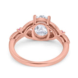 Oval Natural Stone Leaf Design Wedding Ring