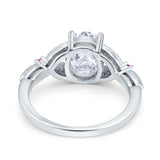 Oval Natural Stone Leaf Design Wedding Ring