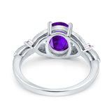 Oval Natural Stone Leaf Design Wedding Ring