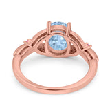Oval Natural Stone Leaf Design Wedding Ring