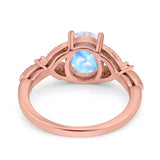 Oval Natural Stone Leaf Design Wedding Ring