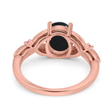Oval Natural Stone Leaf Design Wedding Ring