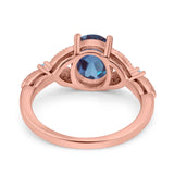 Oval Natural Stone Leaf Design Wedding Ring