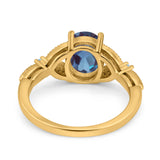 Oval Natural Stone Leaf Design Wedding Ring