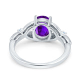 Oval Natural Stone Leaf Design Wedding Ring