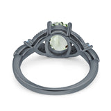 Oval Natural Stone Leaf Design Wedding Ring