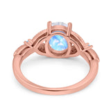 Oval Natural Stone Leaf Design Wedding Ring