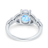 Oval Natural Stone Leaf Design Wedding Ring