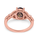 Oval Natural Stone Leaf Design Wedding Ring