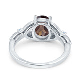 Oval Natural Stone Leaf Design Wedding Ring