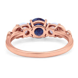 Three Stone Round Natural Stone Ring