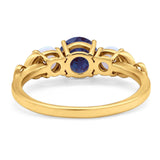 Three Stone Round Natural Stone Ring