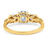 Three Stone Round Natural Stone Ring