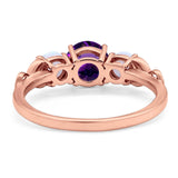 Three Stone Round Natural Stone Ring