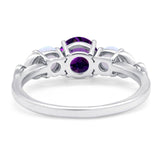 Three Stone Round Natural Stone Ring