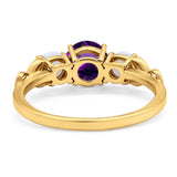 Three Stone Round Natural Stone Ring