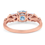 Three Stone Round Natural Stone Ring