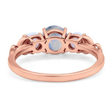 Three Stone Round Natural Stone Ring