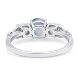 Three Stone Round Natural Stone Ring