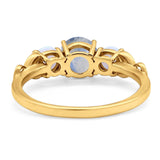 Three Stone Round Natural Stone Ring