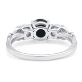 Three Stone Round Natural Stone Ring