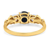 Three Stone Round Natural Stone Ring