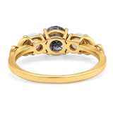 Three Stone Round Natural Stone Ring