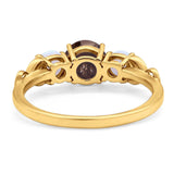 Three Stone Round Natural Stone Ring