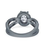 Halo Split Shank Oval Natural Stone