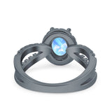 Halo Split Shank Oval Natural Stone