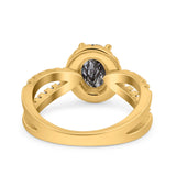 Halo Split Shank Oval Natural Stone