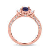 Three Stone Round Natural Stone Ring