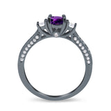 Three Stone Round Natural Stone Ring