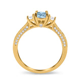 Three Stone Round Natural Stone Ring