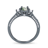 Three Stone Round Natural Stone Ring