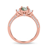 Three Stone Round Natural Stone Ring