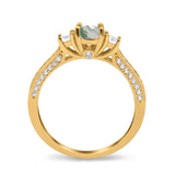 Three Stone Round Natural Stone Ring