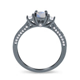 Three Stone Round Natural Stone Ring