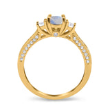 Three Stone Round Natural Stone Ring