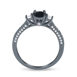 Three Stone Round Natural Stone Ring